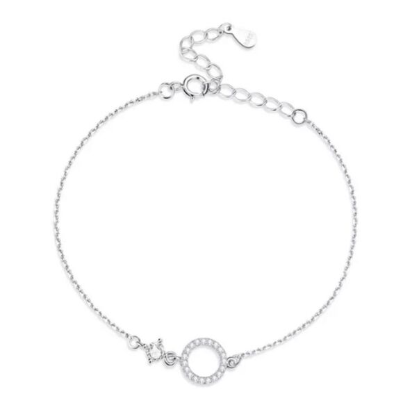 925 Sterling Silver O Bracelet Silver - Picture 1 of 5